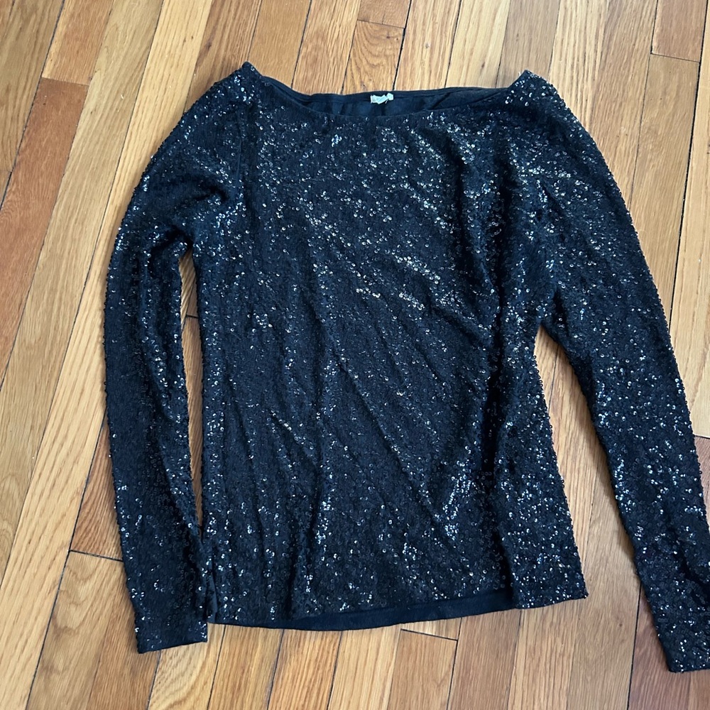 J. Crew Black Sequin Blouse